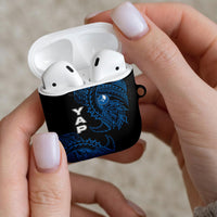 Yap Island Tribal Heritage AirPods Case Micronesian Polynesian Tattoo Pattern Blue Black Cultural Art