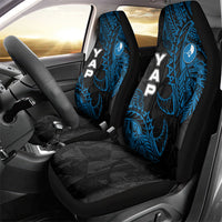 Yap Island Tribal Heritage Car Seat Cover Micronesian Polynesian Tattoo Pattern Blue Black Cultural Art