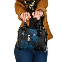 Yap Island Tribal Heritage Shoulder Handbag Micronesian Polynesian Tattoo Pattern Blue Black Cultural Art