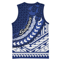 Northern Mariana Islands Saipan Basketball Jersey Polynesian Tribal Pattern - Commonwealth Seal Art TS04 - Polynesian Pride