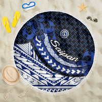 Northern Mariana Islands Saipan Beach Blanket Polynesian Tribal Pattern - Commonwealth Seal Art TS04 One Size 150cm Blue White - Polynesian Pride
