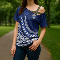 Northern Mariana Islands Saipan Cross Shoulder Shirt Polynesian Tribal Pattern - Commonwealth Seal Art TS04 - Polynesian Pride