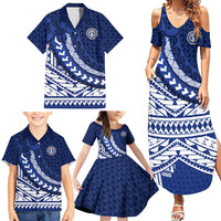 Northern Mariana Islands Saipan Family Matching Summer Maxi Dress and Hawaiian Shirt Polynesian Tribal Pattern - Commonwealth Seal Art