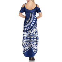 Northern Mariana Islands Saipan Family Matching Summer Maxi Dress and Hawaiian Shirt Polynesian Tribal Pattern - Commonwealth Seal Art