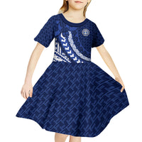 Northern Mariana Islands Saipan Kid Short Sleeve Dress Polynesian Tribal Pattern - Commonwealth Seal Art TS04 - Polynesian Pride