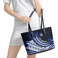Northern Mariana Islands Saipan Leather Tote Bag Polynesian Tribal Pattern - Commonwealth Seal Art TS04 - Polynesian Pride