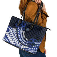 Northern Mariana Islands Saipan Leather Tote Bag Polynesian Tribal Pattern - Commonwealth Seal Art TS04 - Polynesian Pride
