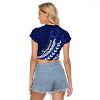 Northern Mariana Islands Saipan Raglan Cropped T Shirt Polynesian Tribal Pattern - Commonwealth Seal Art TS04 - Polynesian Pride