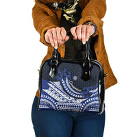 Northern Mariana Islands Saipan Shoulder Handbag Polynesian Tribal Pattern - Commonwealth Seal Art TS04 One Size Blue White - Polynesian Pride