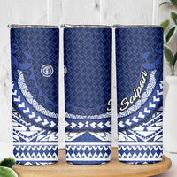 Northern Mariana Islands Saipan Skinny Tumbler Polynesian Tribal Pattern - Commonwealth Seal Art TS04 - Polynesian Pride