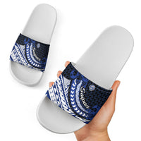 Northern Mariana Islands Saipan Slide Sandals Polynesian Tribal Pattern - Commonwealth Seal Art TS04 - Polynesian Pride