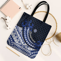 Northern Mariana Islands Saipan Tote Bag Polynesian Tribal Pattern - Commonwealth Seal Art TS04 Black Strap One Size Blue White - Polynesian Pride
