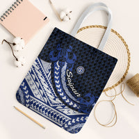 Northern Mariana Islands Saipan Tote Bag Polynesian Tribal Pattern - Commonwealth Seal Art TS04 White Strap One Size Blue White - Polynesian Pride