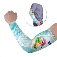 Saipan CMNI Arm Sleeves Polynesian Northern Mariana Islands Fruit Dove Watercolor TS04 Set of 2 Blue White - Polynesian Pride