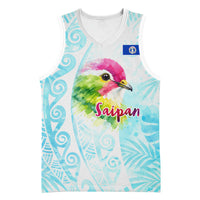 Saipan CMNI Basketball Jersey Polynesian Northern Mariana Islands Fruit Dove Watercolor TS04 Unisex Blue White - Polynesian Pride