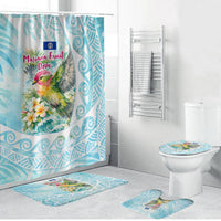 Saipan CMNI Bathroom Set Polynesian Northern Mariana Islands Fruit Dove Watercolor TS04 Bathroom Set (4 pcs) Blue White - Polynesian Pride