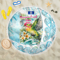 Saipan CMNI Beach Blanket Polynesian Northern Mariana Islands Fruit Dove Watercolor TS04 One Size 150cm Blue White - Polynesian Pride