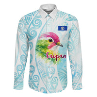 Saipan CMNI Family Matching Mermaid Dress and Hawaiian Shirt Polynesian Northern Mariana Islands Fruit Dove Watercolor
