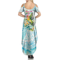 Saipan CMNI Family Matching Summer Maxi Dress and Hawaiian Shirt Polynesian Northern Mariana Islands Fruit Dove Watercolor