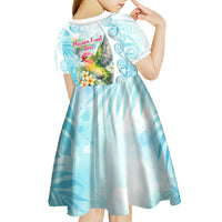 Saipan CMNI Kid Short Sleeve Dress Polynesian Northern Mariana Islands Fruit Dove Watercolor TS04 - Polynesian Pride