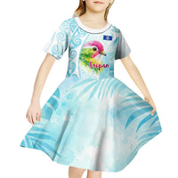 Saipan CMNI Kid Short Sleeve Dress Polynesian Northern Mariana Islands Fruit Dove Watercolor TS04 - Polynesian Pride