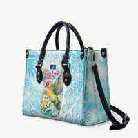 Saipan CMNI Leather Bag Polynesian Northern Mariana Islands Fruit Dove Watercolor TS04 Blue White - Polynesian Pride