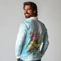 Saipan CMNI Long Sleeve Polo Shirt Polynesian Northern Mariana Islands Fruit Dove Watercolor TS04 - Polynesian Pride