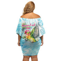 Saipan CMNI Off Shoulder Short Dress Polynesian Northern Mariana Islands Fruit Dove Watercolor TS04 - Polynesian Pride