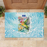 Saipan CMNI Rubber Doormat Polynesian Northern Mariana Islands Fruit Dove Watercolor TS04 Blue White - Polynesian Pride