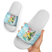 Saipan CMNI Slide Sandals Polynesian Northern Mariana Islands Fruit Dove Watercolor TS04 - Polynesian Pride