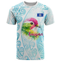 Saipan CMNI T Shirt Polynesian Northern Mariana Islands Fruit Dove Watercolor TS04 Blue White - Polynesian Pride