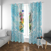 Saipan CMNI Window Curtain Polynesian Northern Mariana Islands Fruit Dove Watercolor TS04 With Grommets Blue White - Polynesian Pride