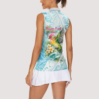 Saipan CMNI Women Sleeveless Polo Shirt Polynesian Northern Mariana Islands Fruit Dove Watercolor