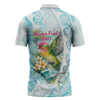 Saipan CMNI Zipper Polo Shirt Polynesian Northern Mariana Islands Fruit Dove Watercolor TS04 - Polynesian Pride