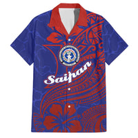 Saipan Northern Mariana Islands Family Matching Short Sleeve Bodycon Dress and Hawaiian Shirt Polynesian Tribal Tattoo Art With Hibiscus Flowers And Seal