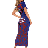 Saipan Northern Mariana Islands Family Matching Short Sleeve Bodycon Dress and Hawaiian Shirt Polynesian Tribal Tattoo Art With Hibiscus Flowers And Seal