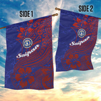 Saipan Northern Mariana Islands Garden Flag Polynesian Tribal Tattoo Art With Hibiscus Flowers And Seal