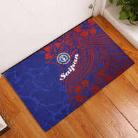 Saipan Northern Mariana Islands Rubber Doormat Polynesian Tribal Tattoo Art With Hibiscus Flowers And Seal