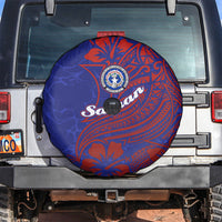 Saipan Northern Mariana Islands Spare Tire Cover Polynesian Tribal Tattoo Art With Hibiscus Flowers And Seal