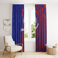 Saipan Northern Mariana Islands Window Curtain Polynesian Tribal Tattoo Art With Hibiscus Flowers And Seal