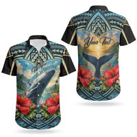 Personalized Masefau American Samoa Whale Couples Matching Summer Maxi Dress and Hawaiian Shirt Polynesian Tribal Pattern Tropical Hibiscus