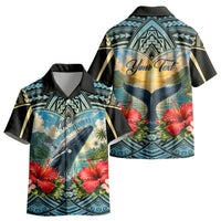 Personalized Masefau American Samoa Whale Kid Hawaiian Shirt Polynesian Tribal Pattern Tropical Hibiscus