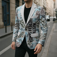 Personalized Masefau American Samoa Blazer Vintage Whale Hibiscus Ocean Waves
