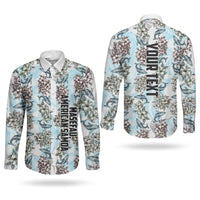 Personalized Masefau American Samoa Couples Matching Off The Shoulder Long Sleeve Dress and Long Sleeve Button Shirt Vintage Whale Hibiscus Ocean Waves TS04 - Polynesian Pride