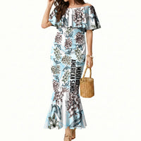 Personalized Masefau American Samoa Mermaid Dress Vintage Whale Hibiscus Ocean Waves