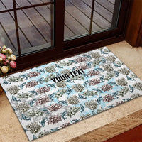 Personalized Masefau American Samoa Rubber Doormat Vintage Whale Hibiscus Ocean Waves