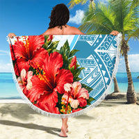 Personalized American Samoa Masefau Beach Blanket Hibiscus Tropical Floral Whale Polynesian Tribal Pattern