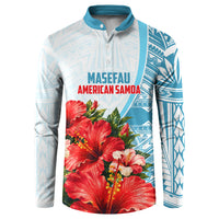 Personalized American Samoa Masefau Button Sweatshirt Hibiscus Tropical Floral Whale Polynesian Tribal Pattern