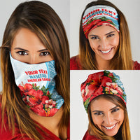 Personalized American Samoa Masefau Neck Gaiter Hibiscus Tropical Floral Whale Polynesian Tribal Pattern