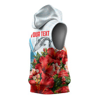 Personalized American Samoa Masefau Sleeveless Hoodie Hibiscus Tropical Floral Whale Polynesian Tribal Pattern